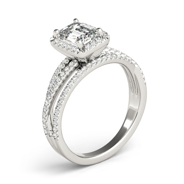 Adored Sidestone Emerald Diamond Engagement Ring in 10K/14K gold and platinum with certified lab-grown or natural diamonds