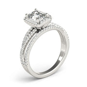 Adored Sidestone Emerald Diamond Engagement Ring in 10K/14K gold and platinum with certified lab-grown or natural diamonds