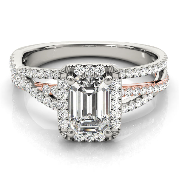 Adored Sidestone Emerald Diamond Engagement Ring in 10K/14K gold and platinum with certified lab-grown or natural diamonds