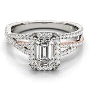 Adored Sidestone Emerald Diamond Engagement Ring in 10K/14K gold and platinum with certified lab-grown or natural diamonds