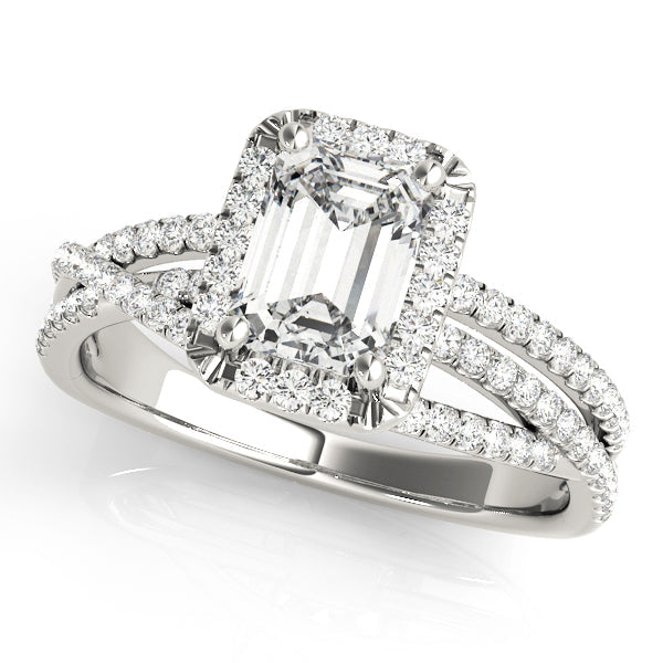 Adored Sidestone Emerald Diamond Engagement Ring in 10K/14K gold and platinum with certified lab-grown or natural diamonds
