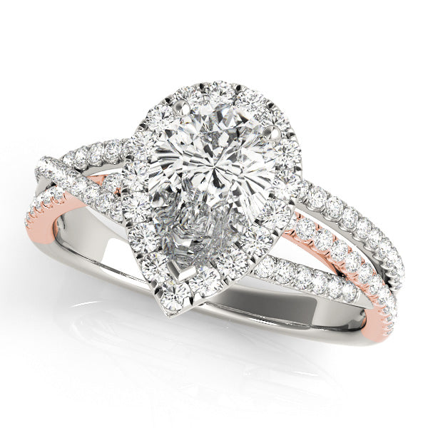 Romantic Sidestone Pear Diamond Engagement Ring in 10K/14K gold and platinum with certified lab-grown or natural diamonds