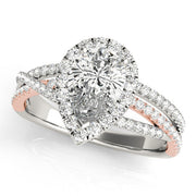 Romantic Sidestone Pear Diamond Engagement Ring in 10K/14K gold and platinum with certified lab-grown or natural diamonds