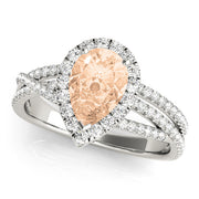 Romantic Sidestone Pear Diamond Engagement Ring in 10K/14K gold and platinum with certified lab-grown or natural diamonds