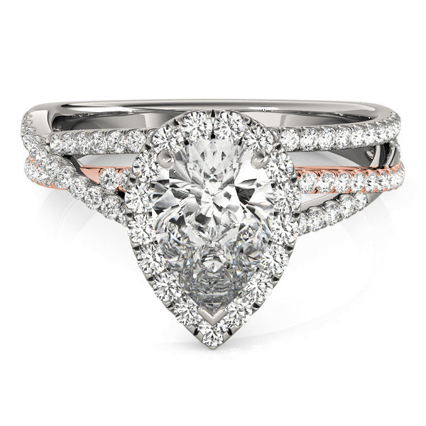 Romantic Sidestone Pear Diamond Engagement Ring in 10K/14K gold and platinum with certified lab-grown or natural diamonds