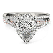 Romantic Sidestone Pear Diamond Engagement Ring in 10K/14K gold and platinum with certified lab-grown or natural diamonds