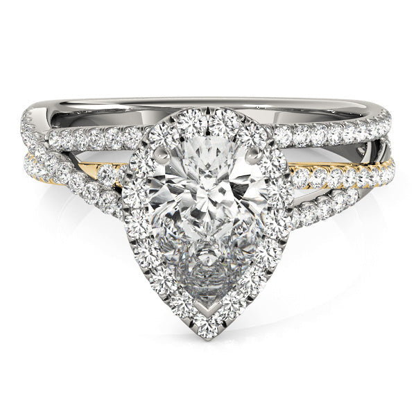 Romantic Sidestone Pear Diamond Engagement Ring in 10K/14K gold and platinum with certified lab-grown or natural diamonds