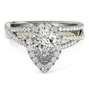 Romantic Sidestone Pear Diamond Engagement Ring in 10K/14K gold and platinum with certified lab-grown or natural diamonds