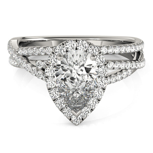 Romantic Sidestone Pear Diamond Engagement Ring in 10K/14K gold and platinum with certified lab-grown or natural diamonds