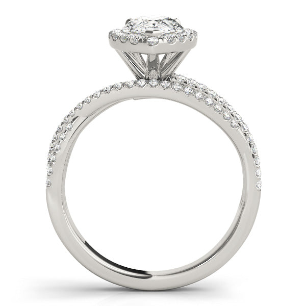 Romantic Sidestone Pear Diamond Engagement Ring in 10K/14K gold and platinum with certified lab-grown or natural diamonds