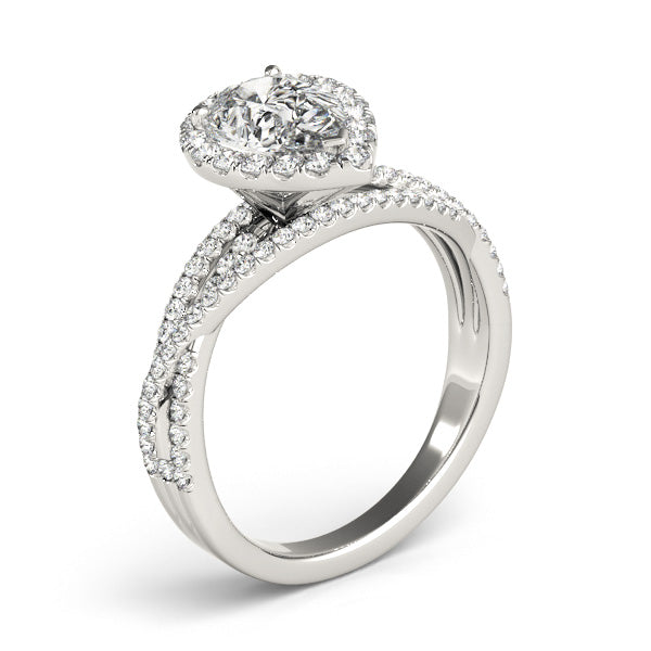 Romantic Sidestone Pear Diamond Engagement Ring in 10K/14K gold and platinum with certified lab-grown or natural diamonds