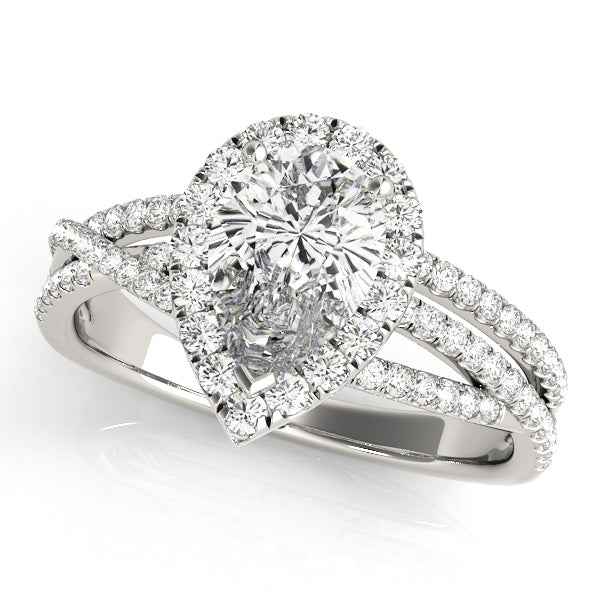 Romantic Sidestone Pear Diamond Engagement Ring in 10K/14K gold and platinum with certified lab-grown or natural diamonds