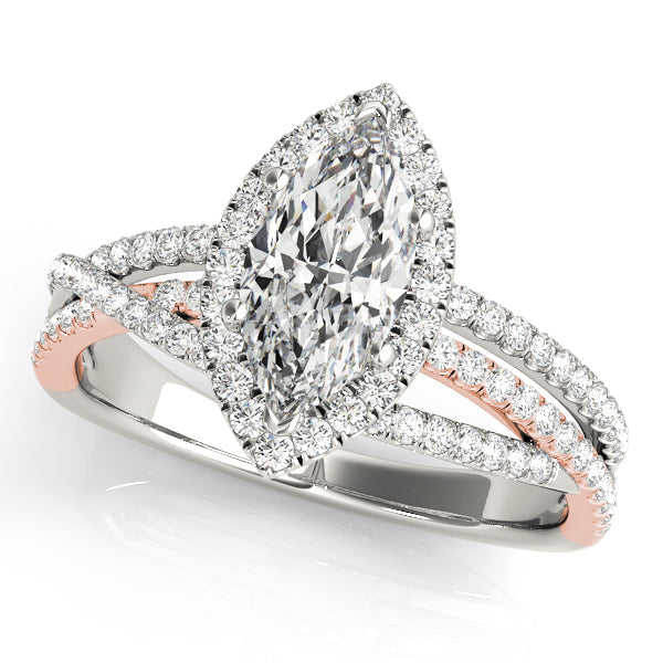 Resplendent Sidestone Marquise Diamond Engagement Ring in 10K/14K gold and platinum with certified lab-grown or natural diamonds