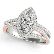 Resplendent Sidestone Marquise Diamond Engagement Ring in 10K/14K gold and platinum with certified lab-grown or natural diamonds