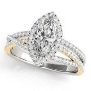 Resplendent Sidestone Marquise Diamond Engagement Ring in 10K/14K gold and platinum with certified lab-grown or natural diamonds