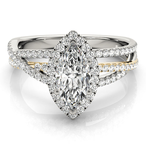 Resplendent Sidestone Marquise Diamond Engagement Ring in 10K/14K gold and platinum with certified lab-grown or natural diamonds