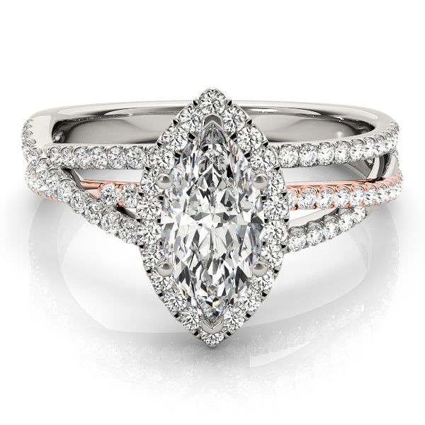 Resplendent Sidestone Marquise Diamond Engagement Ring in 10K/14K gold and platinum with certified lab-grown or natural diamonds