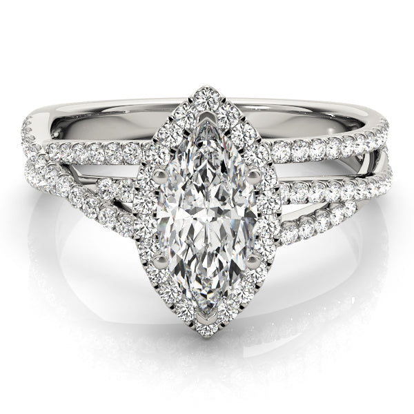 Resplendent Sidestone Marquise Diamond Engagement Ring in 10K/14K gold and platinum with certified lab-grown or natural diamonds