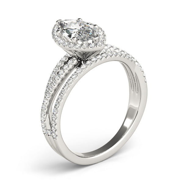 Resplendent Sidestone Marquise Diamond Engagement Ring in 10K/14K gold and platinum with certified lab-grown or natural diamonds