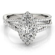 Resplendent Sidestone Marquise Diamond Engagement Ring in 10K/14K gold and platinum with certified lab-grown or natural diamonds