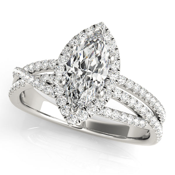 Resplendent Sidestone Marquise Diamond Engagement Ring in 10K/14K gold and platinum with certified lab-grown or natural diamonds