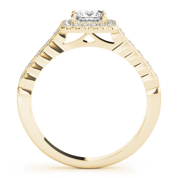 Crowned Sidestone Cushion Diamond Engagement Ring in 10K/14K gold and platinum with certified lab-grown or natural diamonds