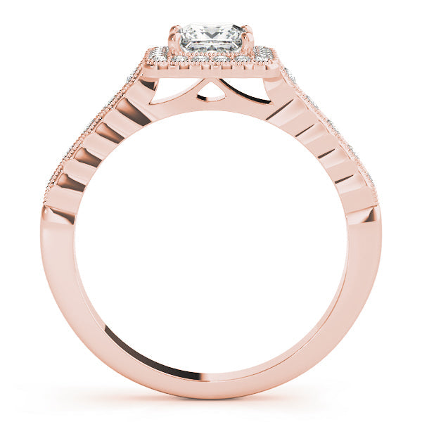 Crowned Sidestone Cushion Diamond Engagement Ring in 10K/14K gold and platinum with certified lab-grown or natural diamonds