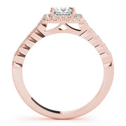 Crowned Sidestone Cushion Diamond Engagement Ring in 10K/14K gold and platinum with certified lab-grown or natural diamonds
