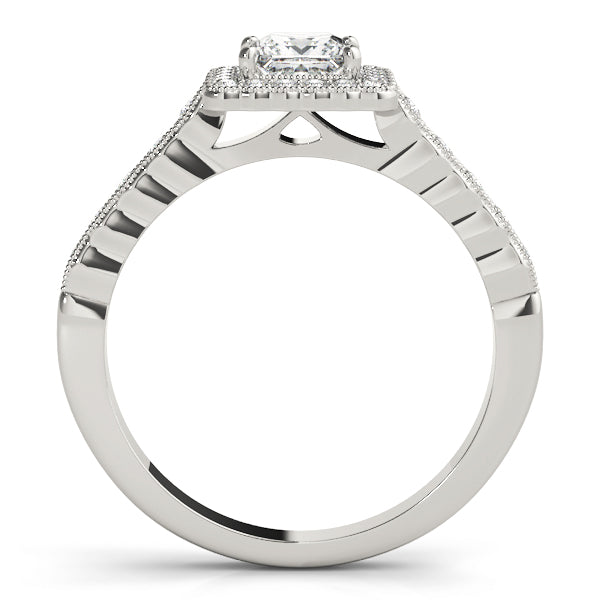 Crowned Sidestone Cushion Diamond Engagement Ring in 10K/14K gold and platinum with certified lab-grown or natural diamonds