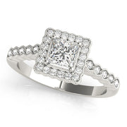 Crowned Sidestone Cushion Diamond Engagement Ring in 10K/14K gold and platinum with certified lab-grown or natural diamonds