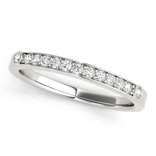 Prong in Channel Bezel Sides Wedding Half Eternity Ring in Gold & Platinum
