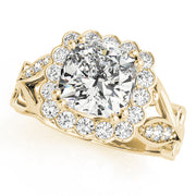 Cherished Sidestone Cushion Diamond Engagement Ring in 10K/14K gold and platinum with certified lab-grown or natural diamonds