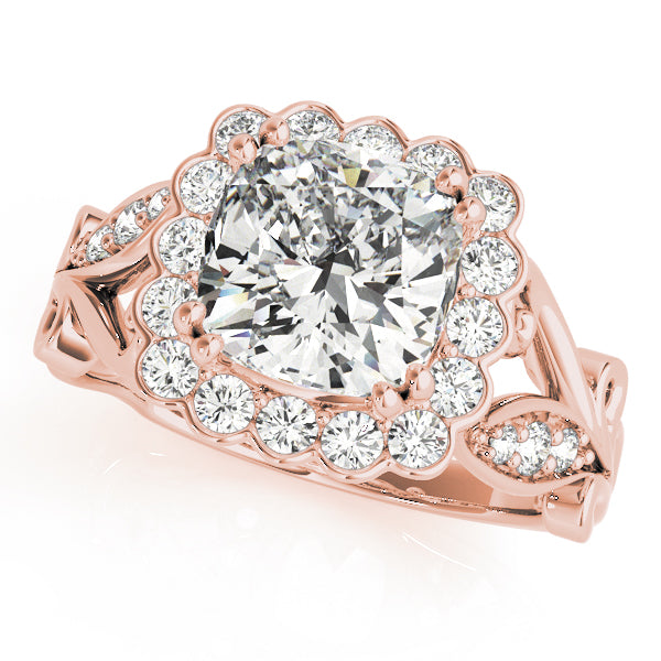Cherished Sidestone Cushion Diamond Engagement Ring in 10K/14K gold and platinum with certified lab-grown or natural diamonds