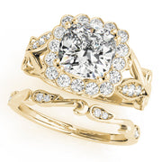 Cherished Sidestone Cushion Diamond Engagement Ring in 10K/14K gold and platinum with certified lab-grown or natural diamonds