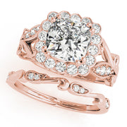 Cherished Sidestone Cushion Diamond Engagement Ring in 10K/14K gold and platinum with certified lab-grown or natural diamonds