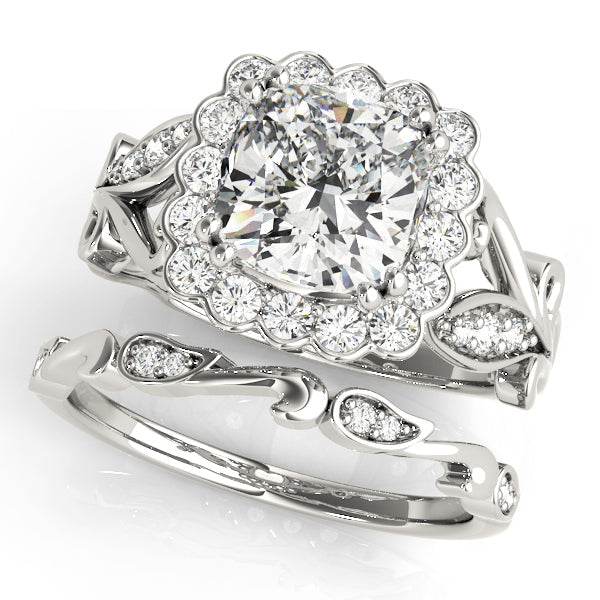 Cherished Sidestone Cushion Diamond Engagement Ring in 10K/14K gold and platinum with certified lab-grown or natural diamonds