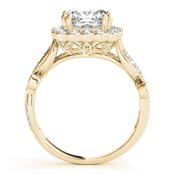 Cherished Sidestone Cushion Diamond Engagement Ring in 10K/14K gold and platinum with certified lab-grown or natural diamonds