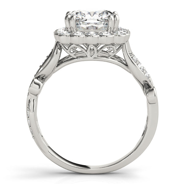 Cherished Sidestone Cushion Diamond Engagement Ring in 10K/14K gold and platinum with certified lab-grown or natural diamonds
