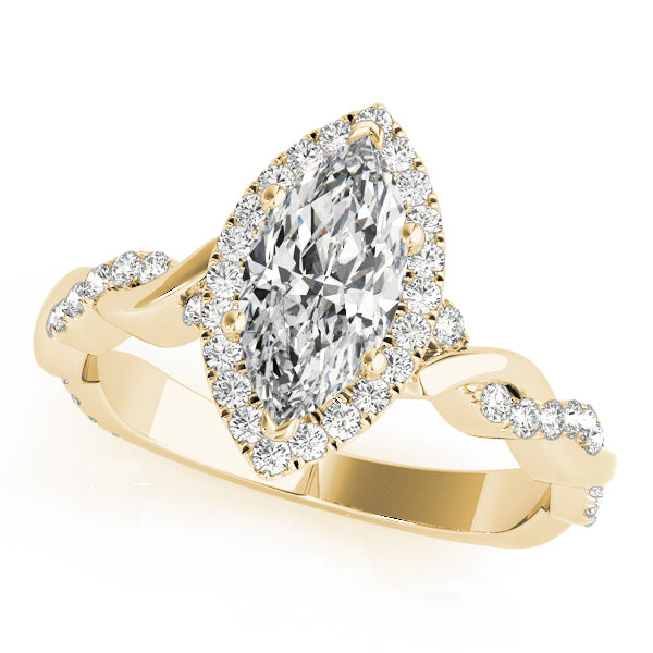 Signature Braided Shank With Halo Head Marquise Diamond Engagement Ring in 10K/14K gold and platinum with certified lab-grown or natural diamonds