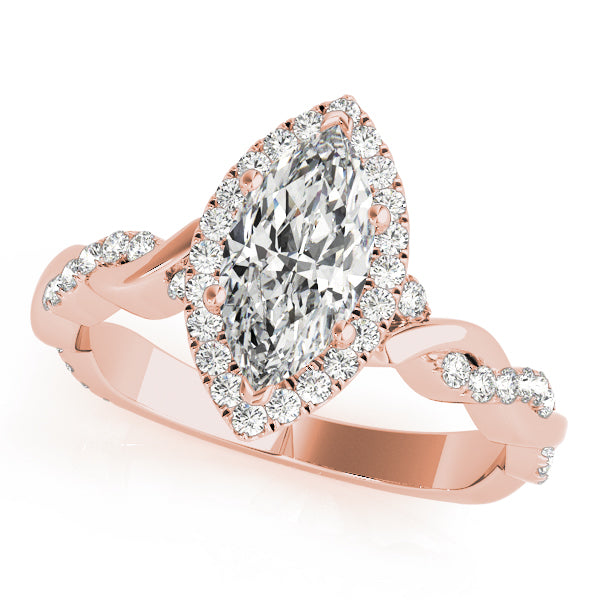 Signature Braided Shank With Halo Head Marquise Diamond Engagement Ring in 10K/14K gold and platinum with certified lab-grown or natural diamonds