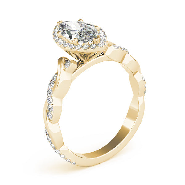 Signature Braided Shank With Halo Head Marquise Diamond Engagement Ring in 10K/14K gold and platinum with certified lab-grown or natural diamonds