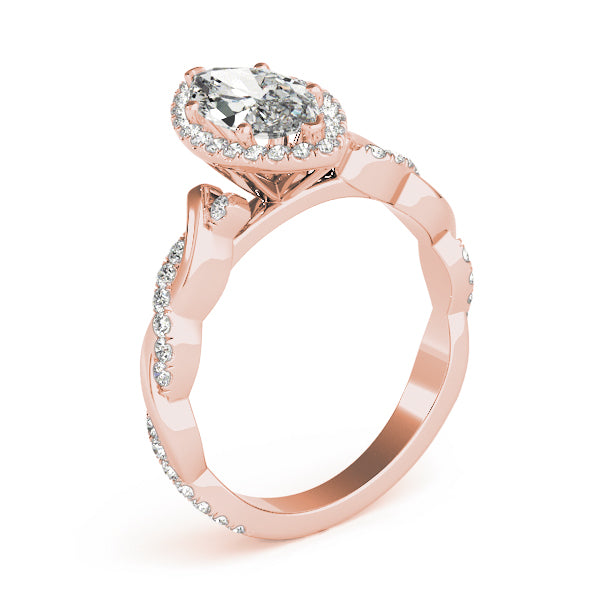 Signature Braided Shank With Halo Head Marquise Diamond Engagement Ring in 10K/14K gold and platinum with certified lab-grown or natural diamonds