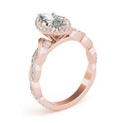 Signature Braided Shank With Halo Head Marquise Diamond Engagement Ring in 10K/14K gold and platinum with certified lab-grown or natural diamonds