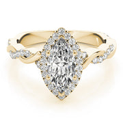 Signature Braided Shank With Halo Head Marquise Diamond Engagement Ring in 10K/14K gold and platinum with certified lab-grown or natural diamonds