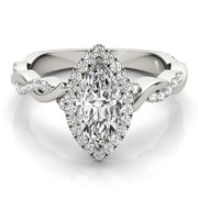 Signature Braided Shank With Halo Head Marquise Diamond Engagement Ring in 10K/14K gold and platinum with certified lab-grown or natural diamonds
