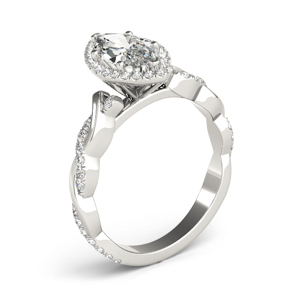 Signature Braided Shank With Halo Head Marquise Diamond Engagement Ring in 10K/14K gold and platinum with certified lab-grown or natural diamonds
