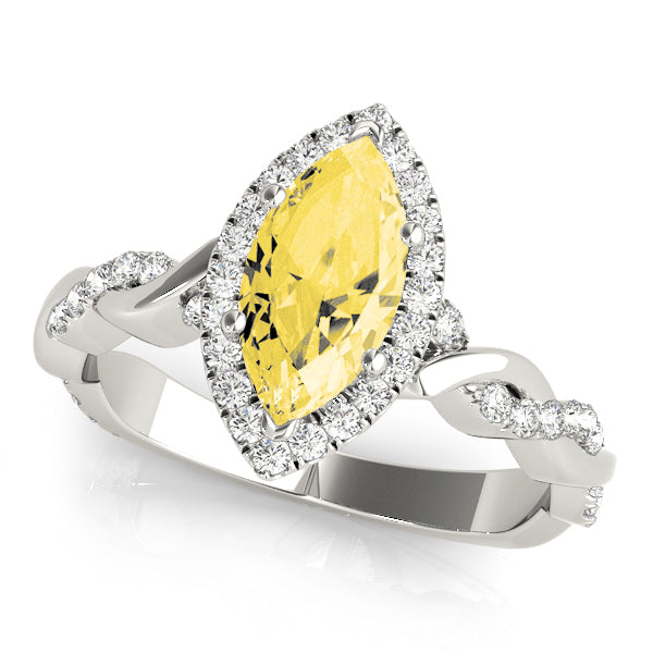Signature Braided Shank With Halo Head Marquise Diamond Engagement Ring in 10K/14K gold and platinum with certified lab-grown or natural diamonds