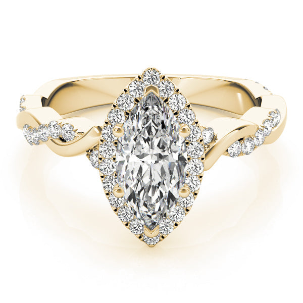 Signature Braided Shank With Halo Head Marquise Diamond Engagement Ring in 10K/14K gold and platinum with certified lab-grown or natural diamonds