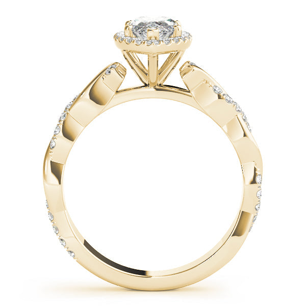 Signature Braided Shank With Halo Head Marquise Diamond Engagement Ring in 10K/14K gold and platinum with certified lab-grown or natural diamonds