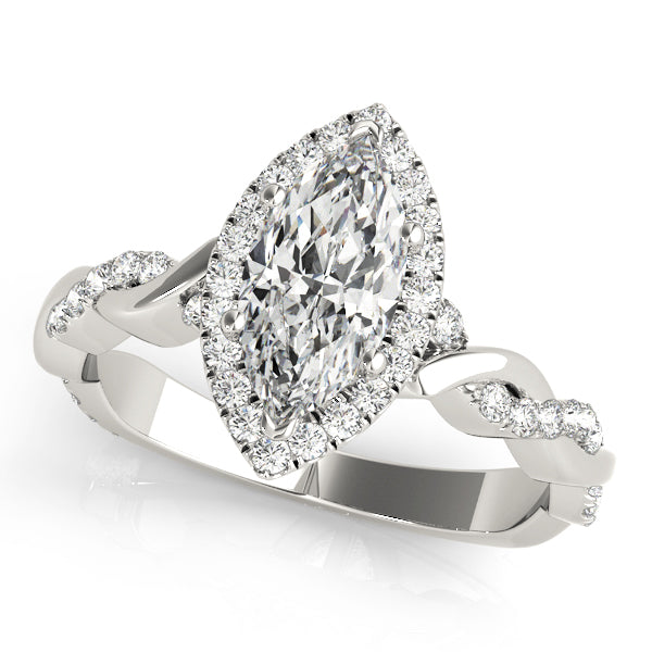 Signature Braided Shank With Halo Head Marquise Diamond Engagement Ring in 10K/14K gold and platinum with certified lab-grown or natural diamonds